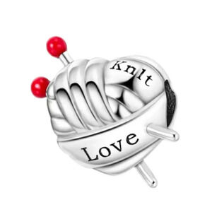 Yarn Ball Bracelet Charm 925 Sterling Silver Yarn Heart Ball Love Knit Knitting